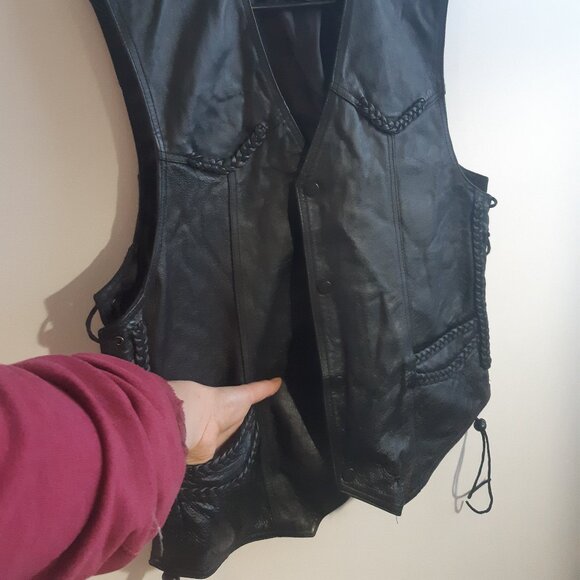 USA Leather - Men's - Genuine Black Leather Braided Trim & Side Laces - Large - Picture 3 of 16